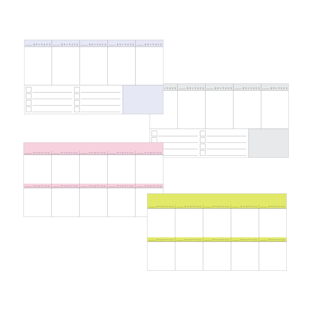만년달력 4종 직사각 메모패드 EFGH (160x 85mm)